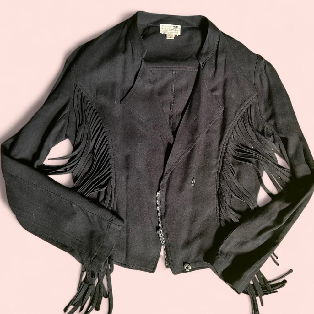 LA Hearts Women's Black Western Fringe Jacket